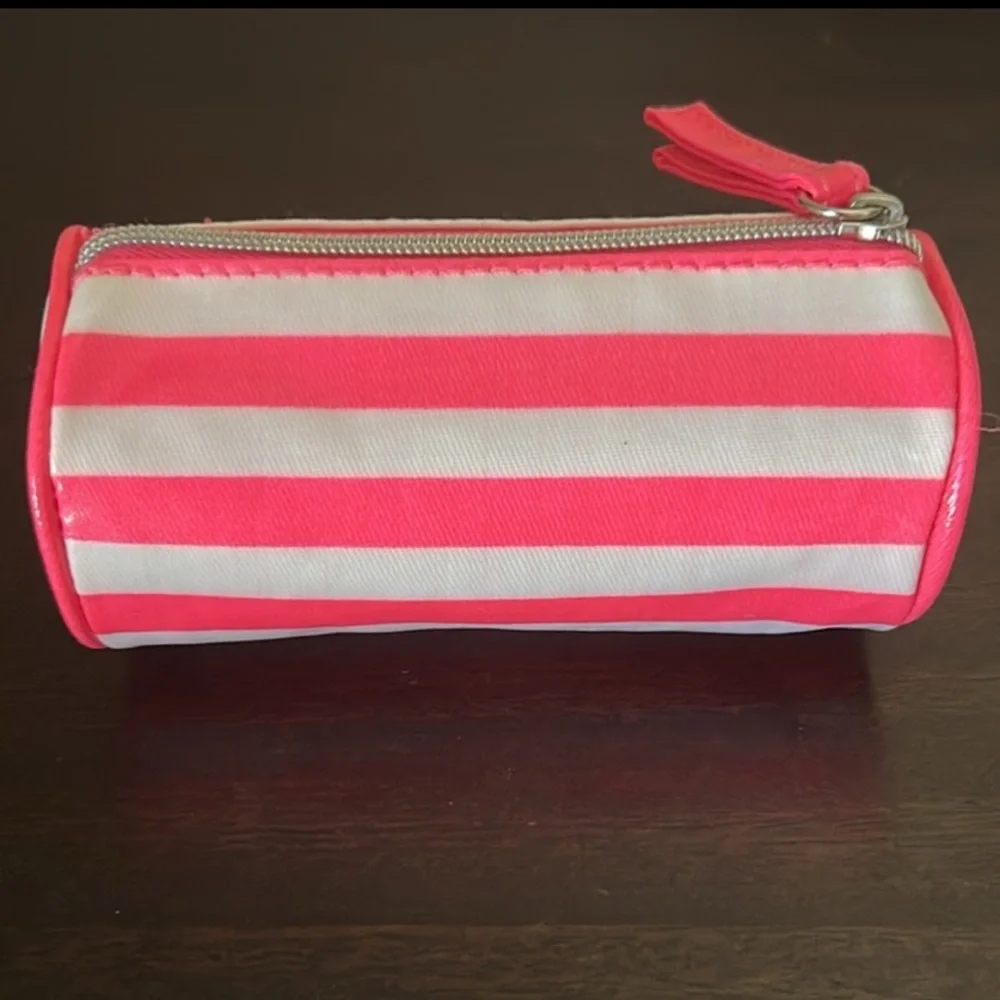 I ❤️ Victoria Secret Vintage Mini Pink Stripe Cosmetic Bag NWOT